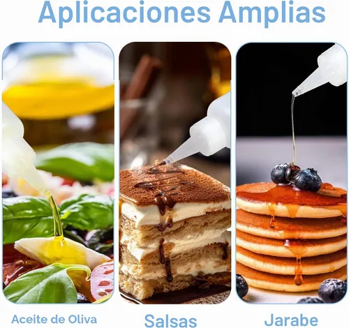 Vista 6 de Ninsula 5 botellas exprimibles, botellas de plástico de 4 onzas con tapa superior de giro rojo, botellas vacías para salsas, salsa de tomate