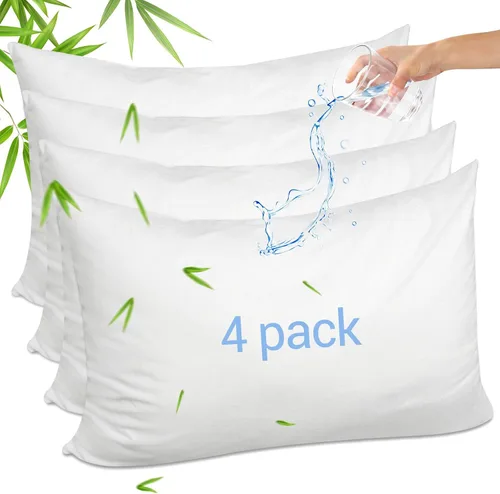 Vista 31 de Funda de almohada impermeable de bambú y rayón de Gogreen, funda de almohada transpirable, protector de almohada refrescante con cremallera, funda