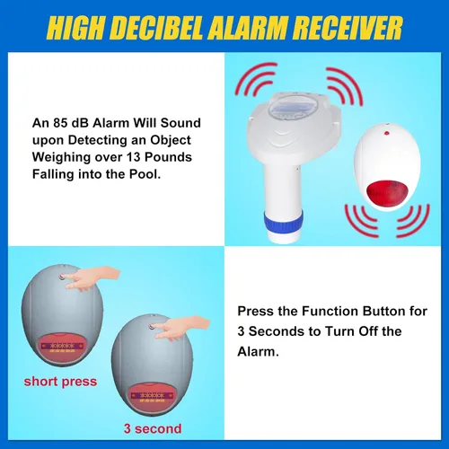 Vista 3 de Alarma de piscina con receptor remoto, sistema de monitor de ahogamiento subacuático para piscina, alarmas junto a la piscina alimentadas por