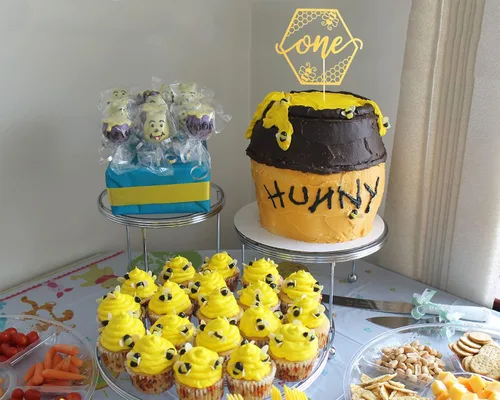 Vista 4 de Bumble Bee One - Decoración de pastel con purpurina dorada en forma de panal de abeja para el primer cumpleaños de miel Gold glitter cardstock