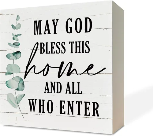 Vista 38 de Letreros de madera cristianos, letreros de madera con versículos bíblicos 1 Corintios 13:4-8, letreros de caja para decoración de mesa, decoración