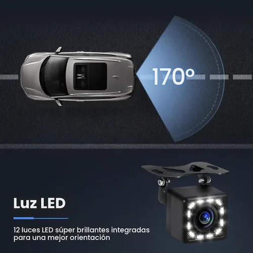 Vista 2 de Cámara de respaldo de visión trasera del coche HD 170 ° gran angular 12 LED visión nocturna para vehículos recreativos, camiones, remolque, SUV