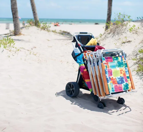 Vista 9 de Rio Beach Wonder Wheeler Deluxe - Carrito plegable utilitario, para césped y playa, azul marino