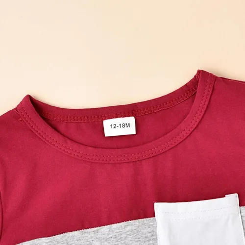Vista 57 de Ropa para bebé niño pequeño, trajes de verano de manga corta, camiseta de retazos y pantalón con bolsillo, conjunto de 2 piezas, 12 meses a 4 años