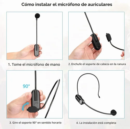 Vista 7 de Bietrun Auriculares inalámbricos con enchufe de 1/4 pulgadas, rango de 165 pies, micrófono inalámbrico UHF y micrófono de mano 2 en 1, para altavoz