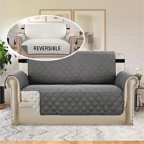 Vista 173 de H.VERSAILTEX Funda de sofá resistente al agua para sofá de 3 cojines, reversible, protector de muebles acolchado con correa elástica, funda de sofá