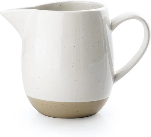 Vista 16 de famiware Milkyway Cremera de 13 onzas con asa, jarra de cerámica para café/leche/salsa/servir/ensalada, dispensador de gres para jarabe de arce