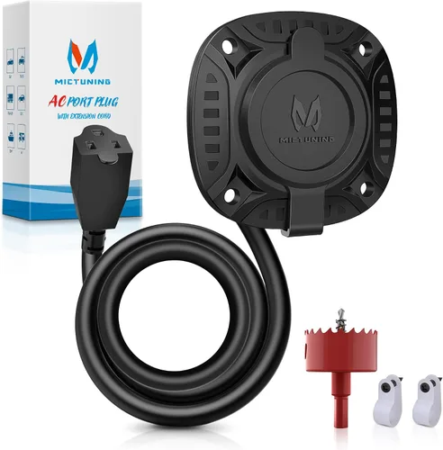 Vista 9 de MICTUNING Enchufe de puerto de CA de 20 A 125 V con adaptador de hoja en T 5 en 1, enchufe de entrada de alimentación de alta resistencia de 12 AWG