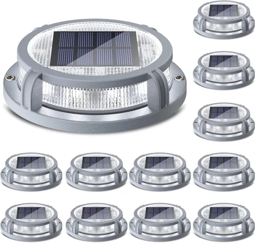 Vista 7 de SIEDiNLAR Luces solares para cubierta al aire libre, 2 modos, 16 LED, marcadores de entrada, luz de muelle, funciona con energía solar, impermeable