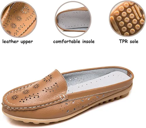 Vista 2 de Sandalias planas para mujer con puntera cerrada, sin espalda, a la moda, casual, de tacón alto, para niñas y mujeres