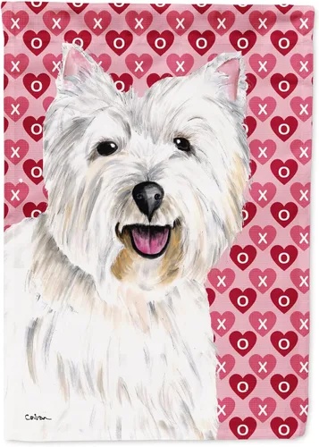 Vista 296 de Caroline's Treasures SS4484GF Bandera de jardín con diseño de bulldog inglés y corazones para el Día de San Valentín, bandera decorativa para patio
