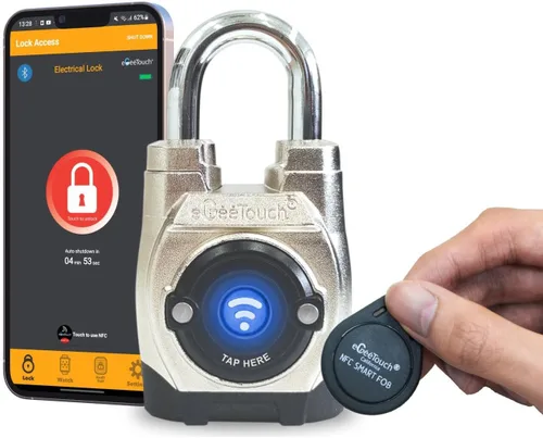 Vista 16 de 5ª generación - Candado inteligente para exteriores – (diseño único, anticorte) Bluetooth y NFC sin llave, seguridad resistente a la intemperie