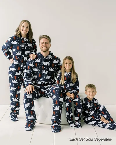 Vista 3 de SleepytimePJs - Pijama familiar de Navidad a juego enterizo de vellón con capucha y pies