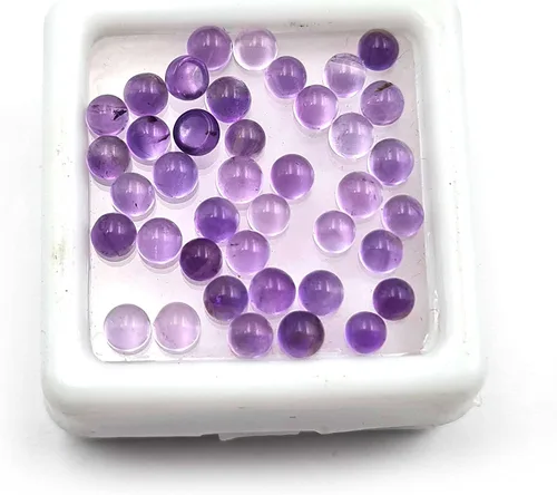 Vista 2 de Cabujón redondo pequeño de amatista natural, 0.108 in, 100 unidades, piedras preciosas sueltas de amatista para manualidades de joyería, Gema
