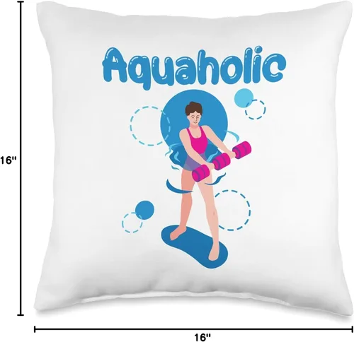 Vista 4 de Aerobic Exercise Fitness Water Aerobics Aquarobics Aquatic Fitness Water Aerobics Aquaholic - Almohada de 16 x 16 pulgadas, multicolor