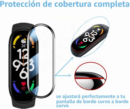 Vista 3 de Protector de pantalla compatible con Xiaomi Mi Smart Band 10 (2025) Película de borde suave curvado 3D (paquete de 3) compatible con Mi Band 8