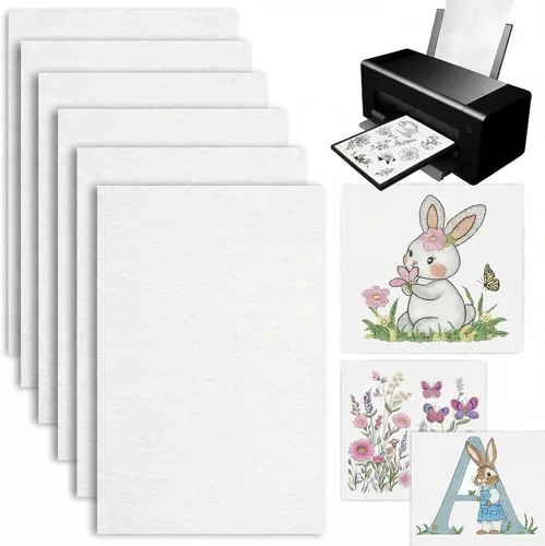 Vista 8 de ROPTO Papel adhesivo soluble en agua para imprimir estabilizador de bordado, 6 unidades de 8.5 x 11 pulgadas, papel de bordado para pegar y coser
