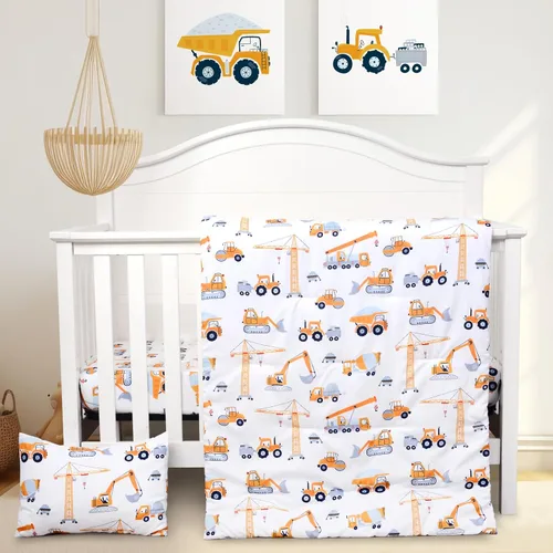 Vista 14 de JISEN Juego de cama de cuna de 3 piezas para bebés, niños y niñas, color Oso