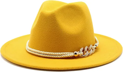 Vista 10 de Sombrero Fedora Panamá de fieltro de ala ancha para dama con Azul bebé