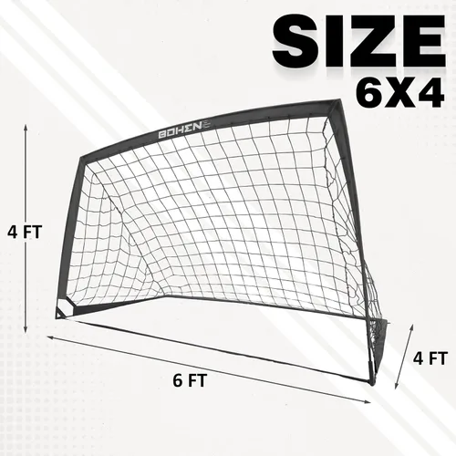 Vista 7 de BOHEN 6x4 FT Kids Soccer Goals with Carry Bag, Portable Folding Soccer Net for Backyard Training, Indoor/Outdoor Use for Youth and Adult