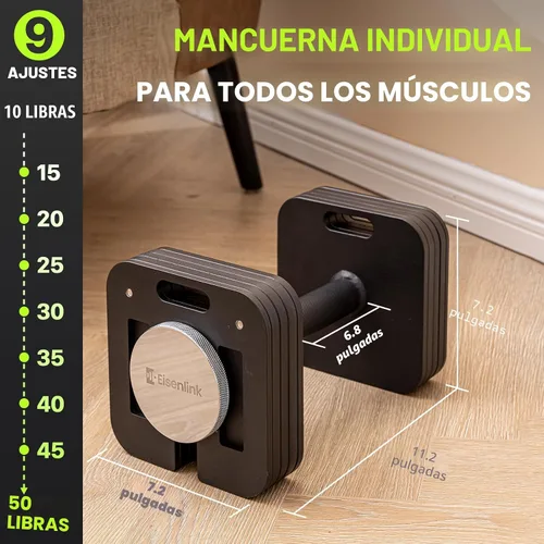 Vista 4 de Eisenlink - Juego de mancuernas ajustables, 10-50/80 libras, incrementos de 5 libras, bloqueo rápido
