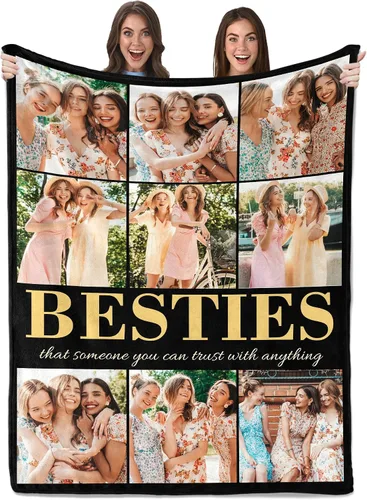 Vista 14 de Envío al día siguiente, regalos de cumpleaños para mejores amigas, manta personalizada con fotos, regalos de manta para mejores amigas y BFF, regalo