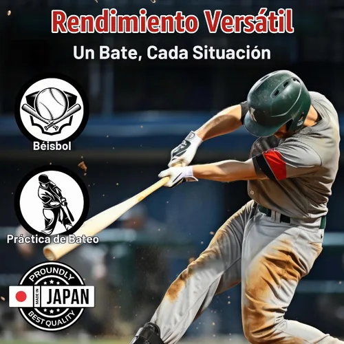 Vista 3 de Bate de béisbol Equipo de bateo de madera de fresno sin pintar Spark Power Hecho en Japón