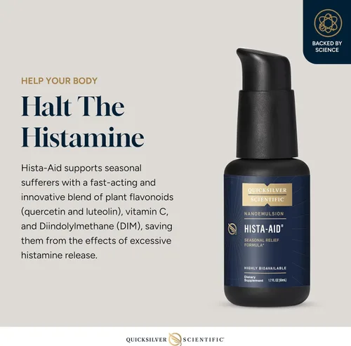 Vista 3 de Quicksilver Scientific Nanoemulsified Hista-Aid - Flavonoides para ayudar a mantener niveles saludables de histamina - Líquido liposomal de vitamina
