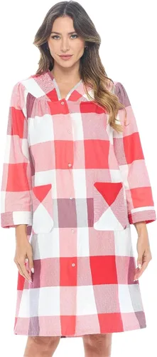 Vista 17 de Casual Nights Vestido largo de franela con botones florales en la parte delantera, manga larga, bata de casa holgada para mujer Floral azul