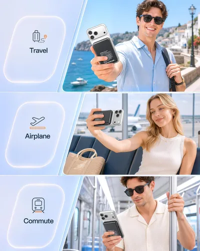 Vista 7 de RONEGN Banco de energía 10000mAh carga rápida magnética inalámbrica Black