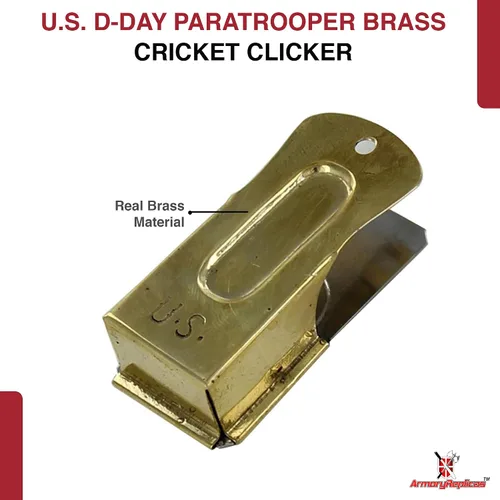Vista 2 de Armory Replicas - Clicker de grillo de latón para paracaidista del Día D de los Estados Unidos