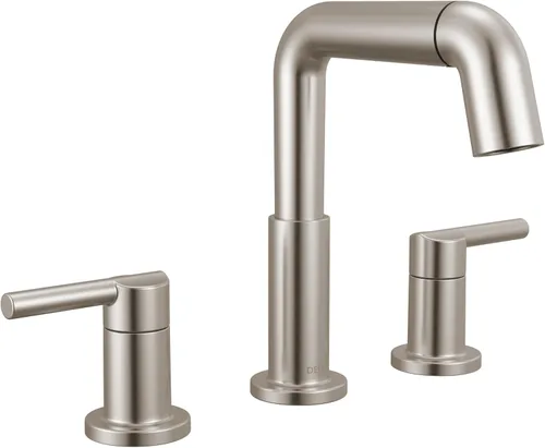 Vista 16 de Delta Nicoli - Grifo de baño de oro cepillado con rociador, grifo de fregadero de baño de 8 pulgadas con 3 agujeros y rociador extraíble, desagüe