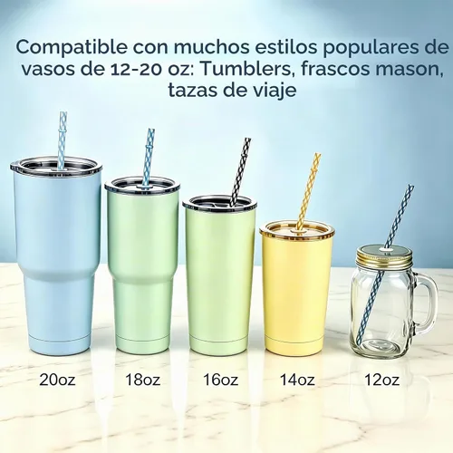 Vista 2 de 25 popotes de plástico reutilizables. Sin BPA, pajitas transparentes de 9 pulgadas de largo para tarros de masón, vaso Yeti, cepillo de limpieza