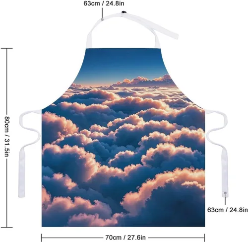 Vista 2 de MUSM Apron for Adults - 27.6 X 31.5 Inch, Heavy-Duty Polyester Aprons with Two Large Pockets, Waterproof On Top of The Cloud Kitchen Apron for