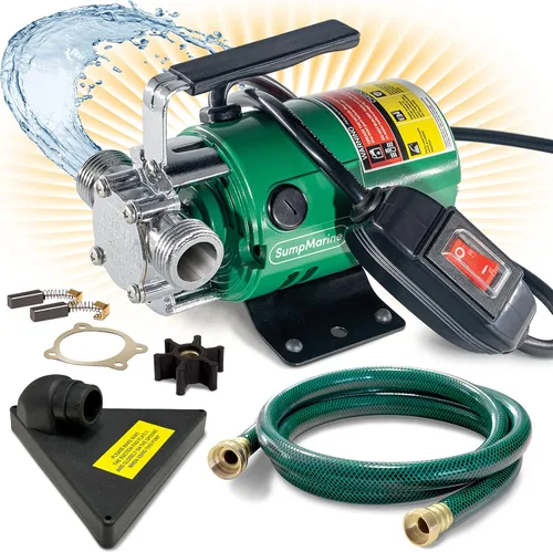 Vista 8 de SumpMarine Bomba de transferencia de agua, 115 V, 330 galones por hora, bomba eléctrica portátil con kit de manguera de 6 pies, elimina el agua