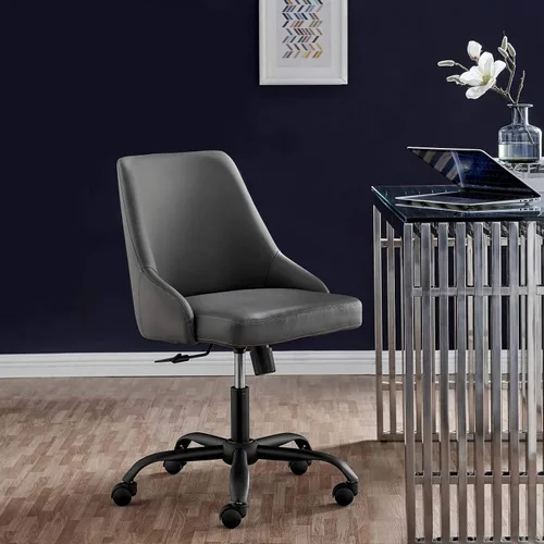 Vista 11 de Modway Designate - Silla giratoria de piel vegana en color negro y marrón