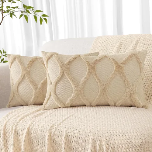 Vista 52 de decorUhome - Juego de 2 fundas de cojín decorativas para primavera de 16 x 16 pulgadas, fundas de almohada afelpadas de lana y piel sintética suave