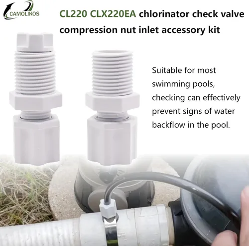 Vista 4 de CL220 CLX220EA Kit de montaje de entrada de tuerca de compresión de válvula de retención de clorador para alimentador 1/4 "reemplazo tuerca