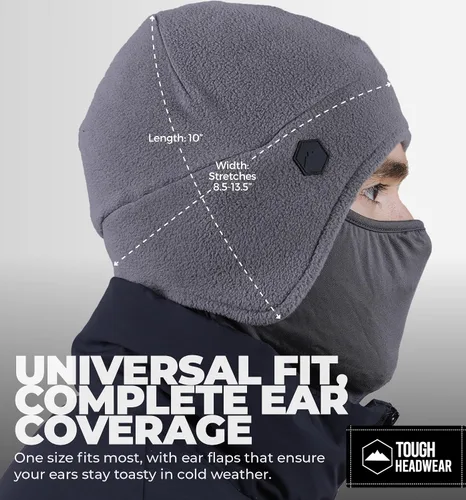 Vista 12 de Tough Headwear Skull Cap with Mask Men, Winter Running Gear, Motorcycle Winter Gear, Helmet Liners, Ski Hat, Thermal Beanie