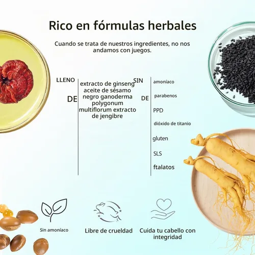 Vista 4 de Champú de tinte para cabello negro para cabello gris, champú instantáneo de color de cabello, tinte de cabello negro de larga duración y champu