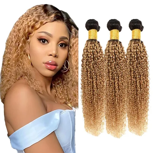 Vista 150 de 300g 1B27 Human Hair Bundles Honey Blonde Bundles Human Hair 10A Brazilian Virgin Remy Hair Extensions 8 10 12 Inch