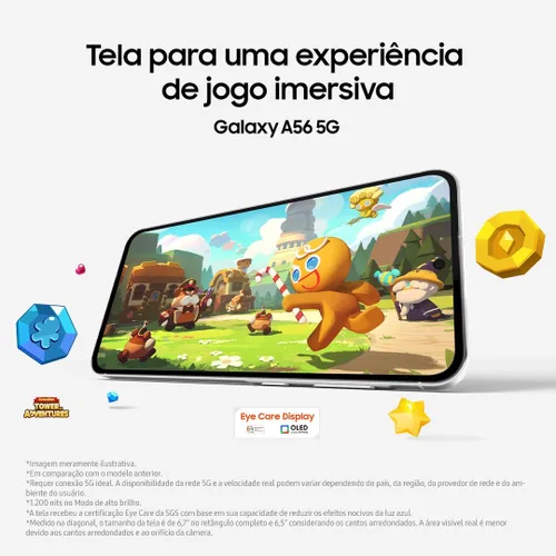 Vista 6 de Samsung Galaxy A56 5G 2025 128GB, Dual SIM 6.7 pulgadas 120Hz AMOLED, IP67 resistente al agua, Android 15 Modelo internacional desbloqueado
