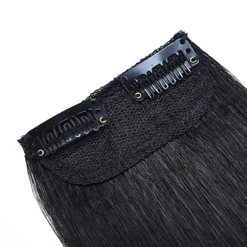 Vista 3 de Hairro Extensiones de cabello humano Remy con clip, para hombres y mujeres, para añadir volumen de cabello, sin costuras, 8 pulgadas, #1 negro #1