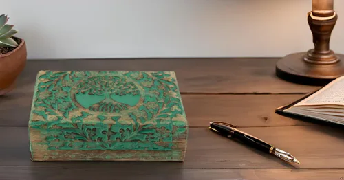 Vista 7 de Gran regalo de cumpleaños y inauguración de la casa, joyero de madera decorativo hecho a mano con talla del árbol de la vida, organizador, recuerdo