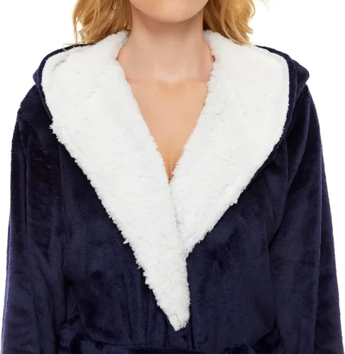 Vista 3 de ccko Batas de felpa para mujer, suaves, ligeras, cálidas, con capucha, estilo spa