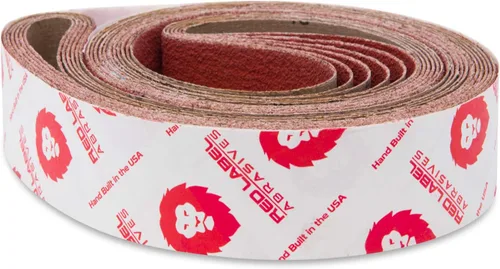 Vista 2 de Red Label Abrasives Cinturones de lijado para afilar cuchillos de 2 x 42 pulgadas, cerámica de alta calidad, granos gruesos, paquete de 6 surtidos