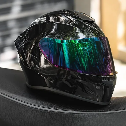 Vista 7 de Cascos integrales de motocicleta para adultos, hombres y mujeres DOT con visera tintada, modelo MD-813 para bicicleta de calle y carreras