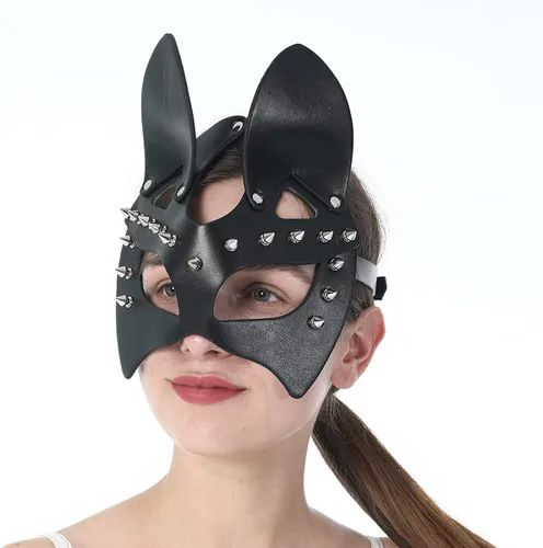 Vista 2 de Mumbobyswim Women Leather Masks Masquerade Party Mask for Cosplay Halloween Costume Accessory