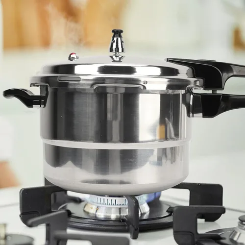 Vista 4 de Olla a presión de acero inoxidable para inducción y estufa, olla a presión de cocina con placa de vapor, olla a presión segura para cocinar fideos