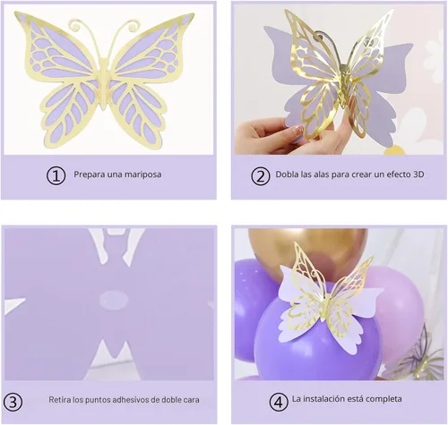 Vista 9 de Purple Balloon Arch Kit Purple Gold Balloons Birthday Decorations For Girls